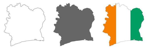 Mapa de Costa de Marfil muy detallado con bordes aislados en segundo plano. vector