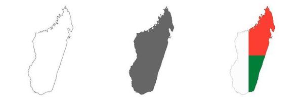 Mapa de Madagascar muy detallado con bordes aislados en segundo plano. vector