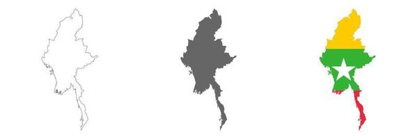 Mapa de myanmar muy detallado con bordes aislados en segundo plano. vector