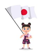 chica con la bandera de japon vector