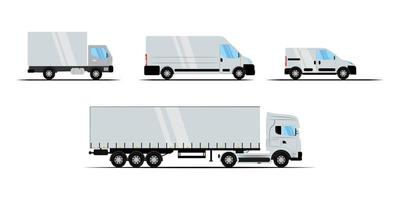 Set of cars, trucks, on a transparent background vector