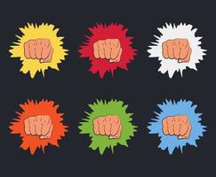 set of fists, male fist, punch vector