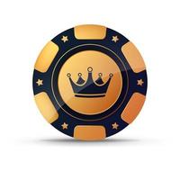 Chips for poker, gambling. Golden chip with the image of the crown vector