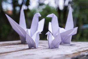 Se cree que el pájaro de origami es un pájaro sagrado y un símbolo de longevidad, esperanza, buena suerte y paz. foto