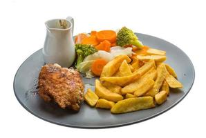 Cordon bleu on the plate and white background photo