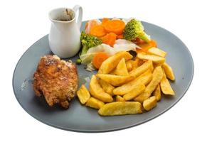 Cordon bleu on the plate and white background photo