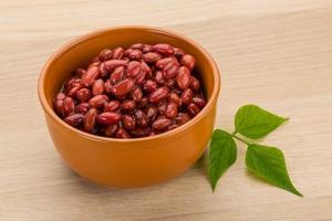 Red beans in a bowl on wooden background photo