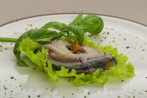 Herring fillet on the plate photo