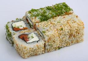 California roll on white background photo