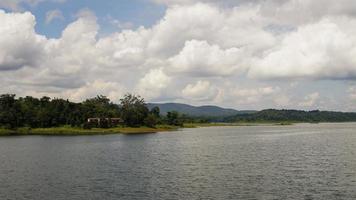 river, mountains and sky It is a beautiful and peaceful nature. Suitable for leisure and camping. photo