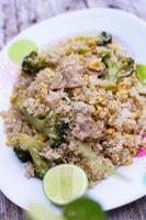 Fried rice is an easy and delicious dish. consisting of eggs Pork and broccoli and still affordable during bad economic times. photo