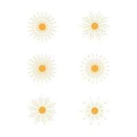 conjunto de iconos de sol y elementos de diseño vector