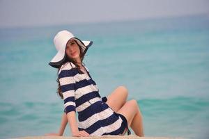 happy woman enjoy summer vacation photo