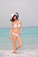 happy woman enjoy summer vacation photo