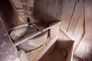 interior of retro wooden watermill photo