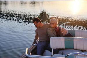 couple in love  have romantic time on boat photo