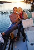 couple in love  have romantic time on boat photo