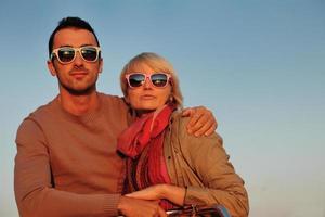 couple in love  have romantic time on boat photo