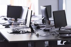 empty office with modern computers photo