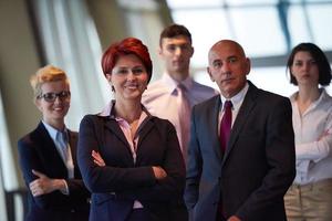 diverse business people group with redhair  woman in front photo