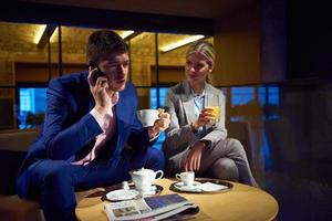 business couple take drink after work photo