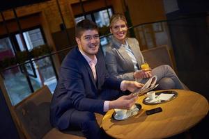 business couple take drink after work photo