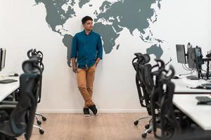 Portrait of casual business men leader standing confidence at Co-Working space.Small Business Startup Concept. Selective focus photo