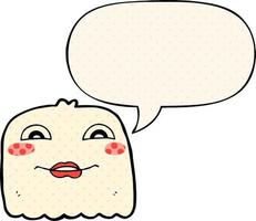 cartoon ghost and speech bubble in comic book style vector
