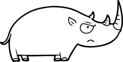 cartoon line drawing rhinoceros vector