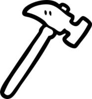 cartoon line drawing hammer vector