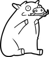 cartoon line drawing warthog vector