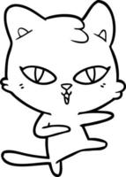 cartoon line drawing cat vector