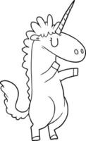 unicornio de dibujo lineal de dibujos animados vector