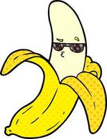 plátano de dibujos animados con gafas de sol vector