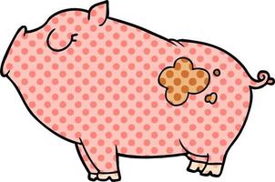 cartoon doodle character pig vector