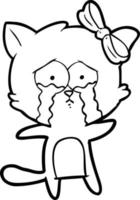 cartoon line drawing cat vector