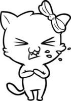 cartoon line drawing cat vector