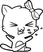 cartoon line drawing cat vector