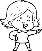 cartoon girl pulling face vector