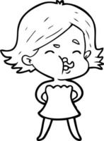 cartoon girl pulling face vector