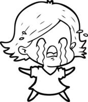 cartoon woman crying vector