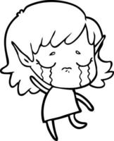 niña elfa llorando de dibujos animados vector