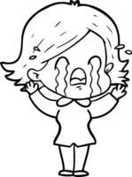 cartoon woman crying vector