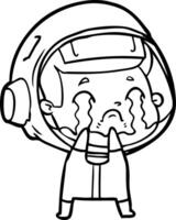 astronauta llorando de dibujos animados vector