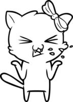 line drawing cartoon cat vector