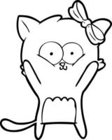 cartoon line drawing cat vector