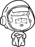 astronauta cansado de dibujos animados vector