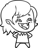 cartoon laughing vampire girl vector