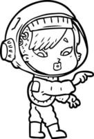 cartoon astronaut woman vector