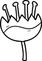 flor de dibujo lineal de dibujos animados vector